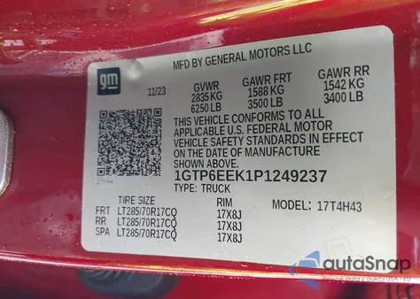 2023 GMC Canyon 4Wd Short Box Denali из США, поврежденный, VIN 1GTP6FEK9P1176995